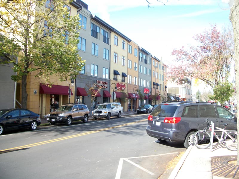 Suburban downtown street scene